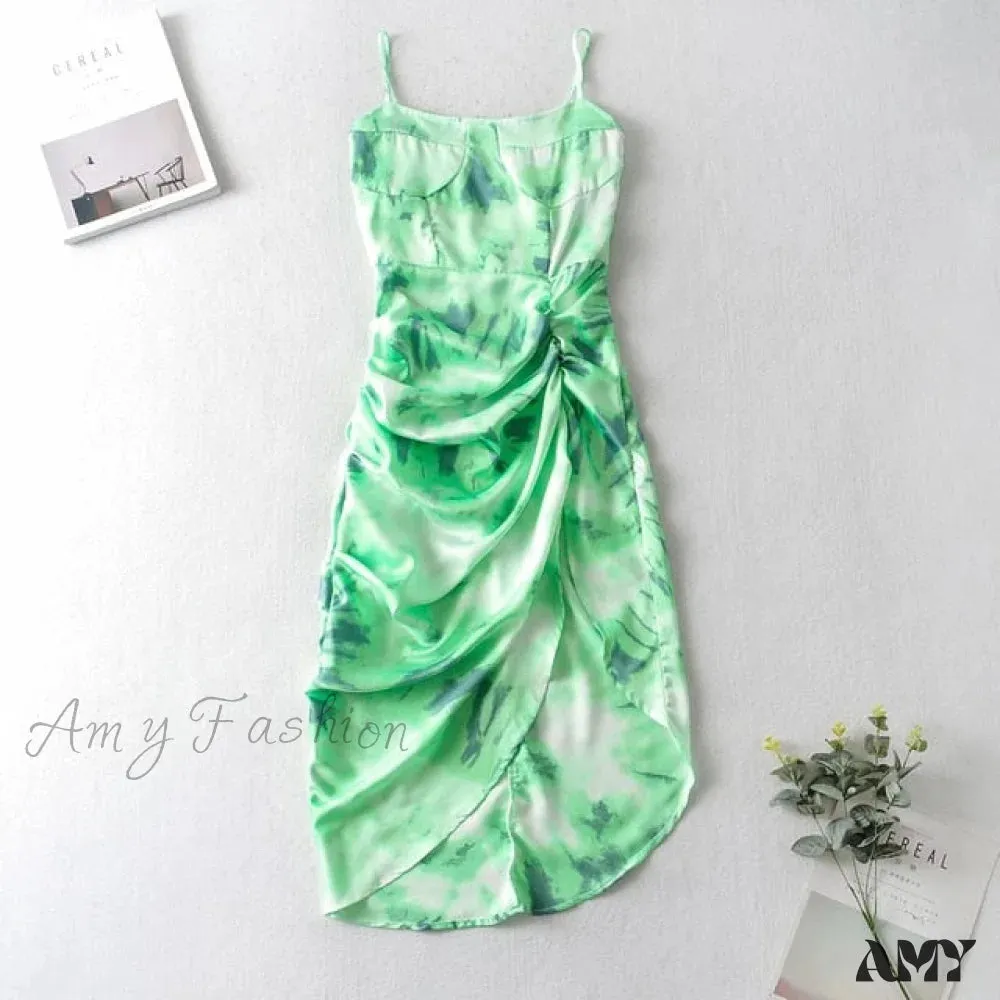 Amy Fashion - Hem Slim Waist Slit Irregular Long Dresses