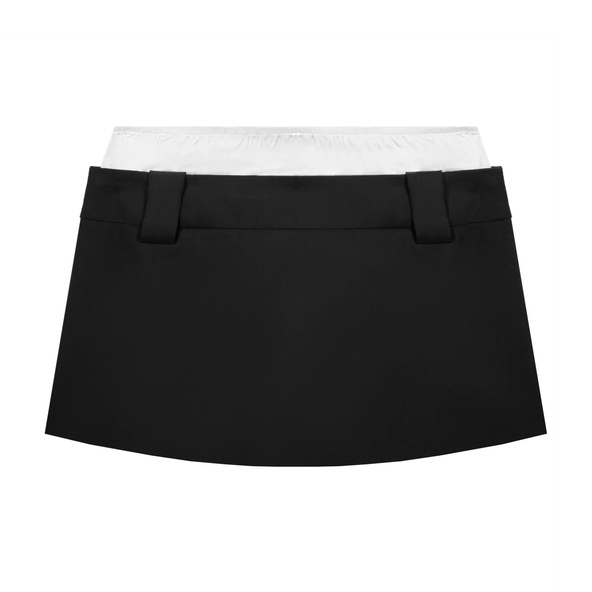 Black Customized Brand Logo Contrast Double Waistband Mini Skirt