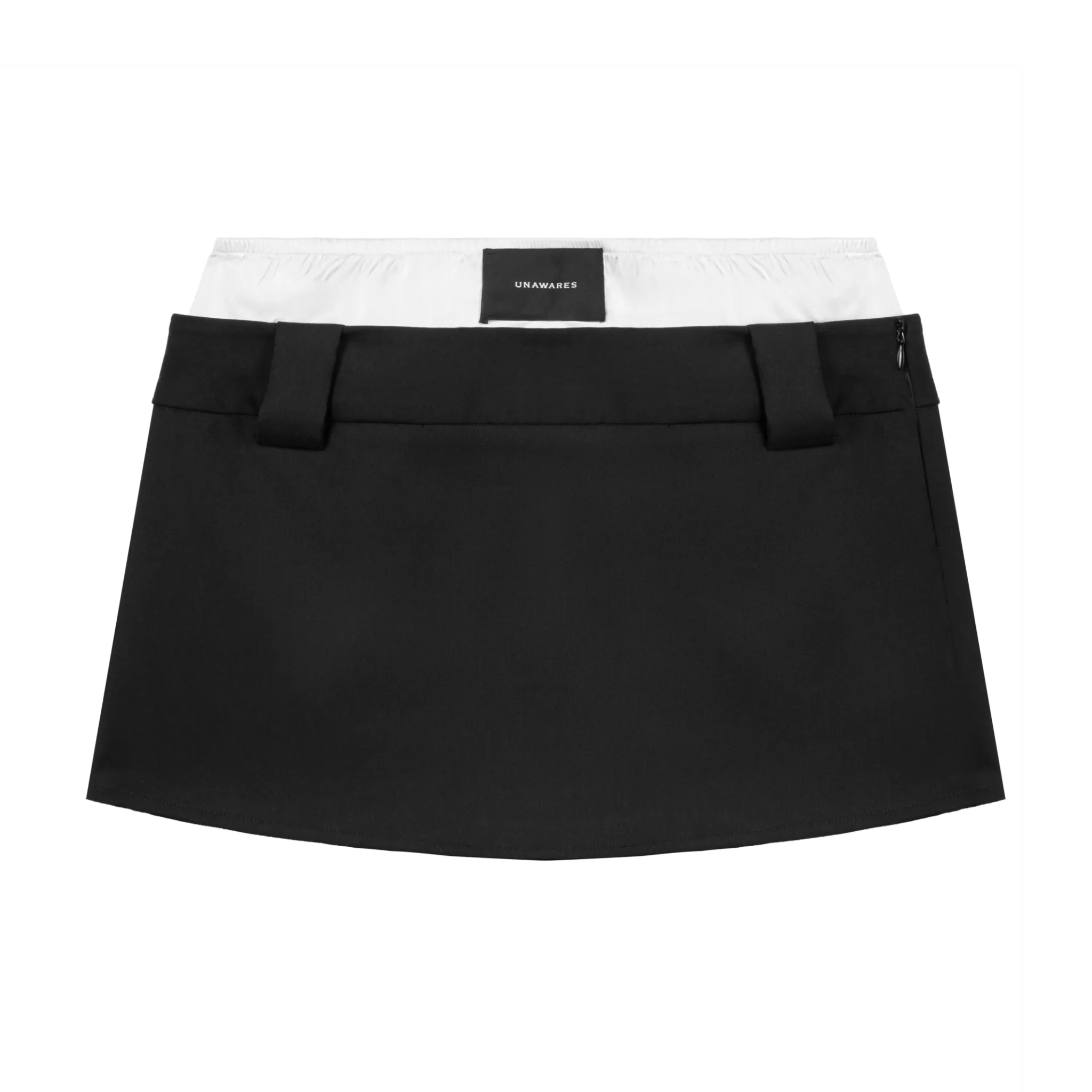 Black Customized Brand Logo Contrast Double Waistband Mini Skirt