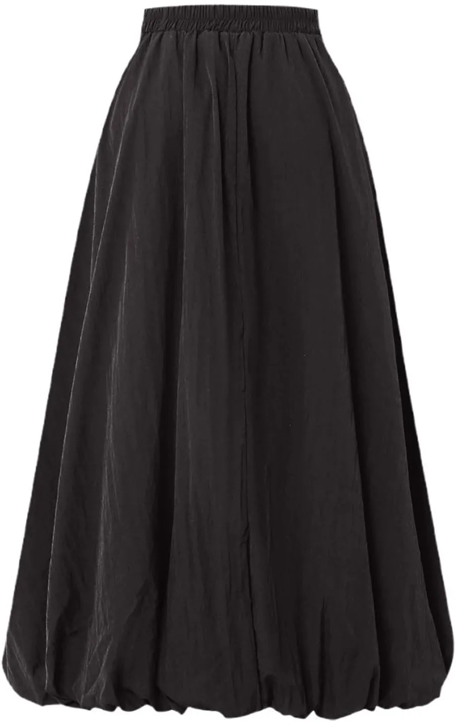 Bubble Skirts for Women Y2K Elastic Waist Pleated Flowy A-Line Puffy Hem Bubble Midi Long Skirt Dress with Pockets