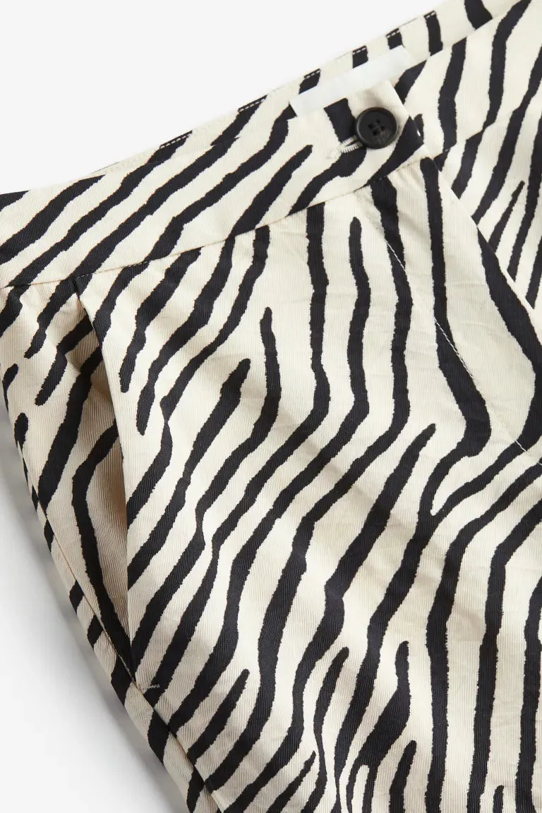 H&M flared trousers, cream/zebra print