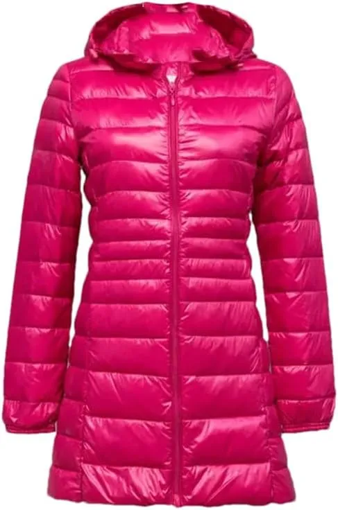 JNKIHAPOT Women Down Jacket Female Ultra Light Weight Hooded Long Puffer Coat Plus Size