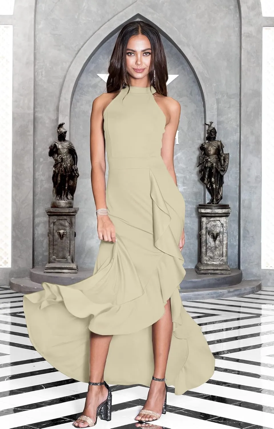 KOH KOH Womens Long Sleeveless Bridesmaid Evening Sexy Slit Tall Maxi Dress Gown