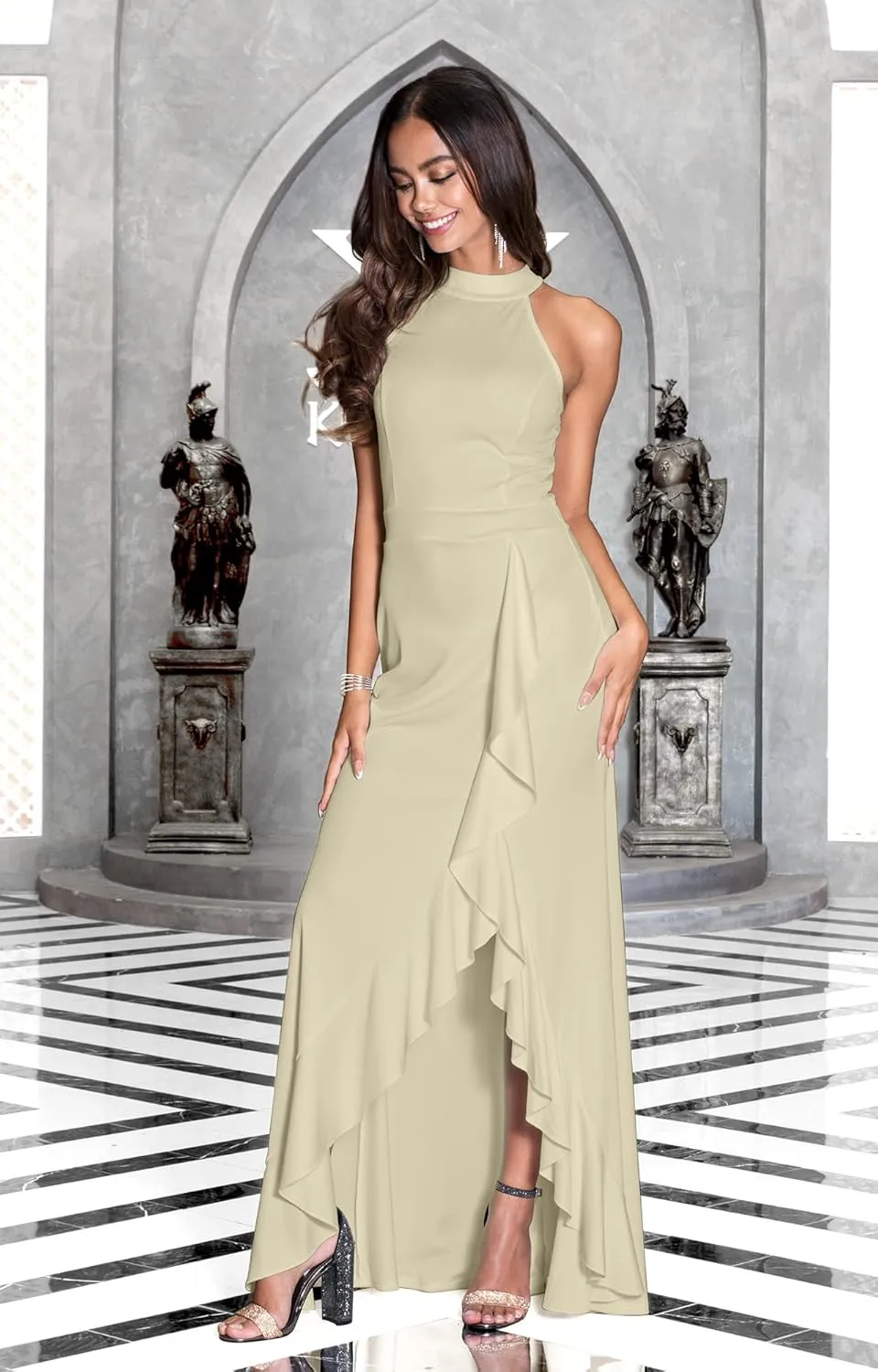KOH KOH Womens Long Sleeveless Bridesmaid Evening Sexy Slit Tall Maxi Dress Gown