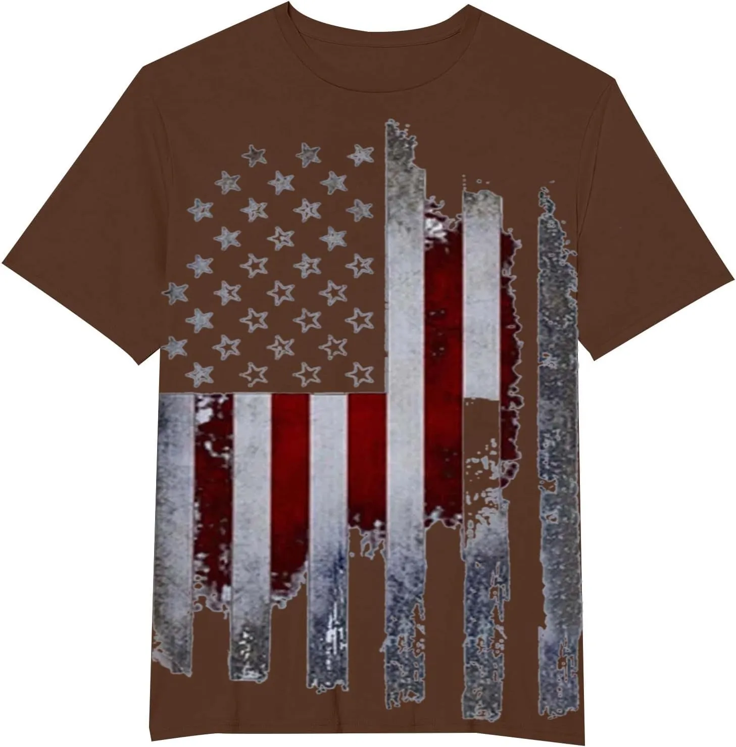 Men's 2024 Flag Shirt USA Flag Graphic 4th of July T-Shirt Crewneck Casual American Patriotic Golf Shirts for Men