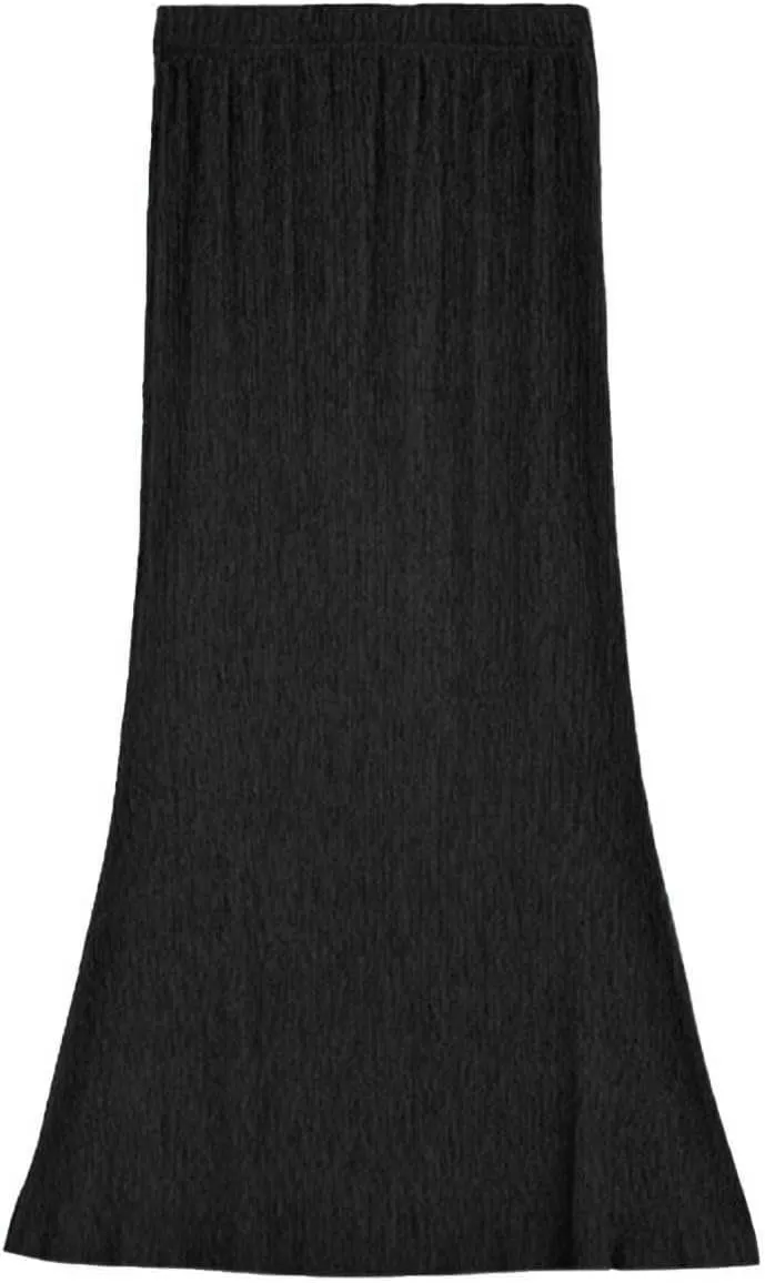 Oplxuo Long Skirts for Women Elastic High Waisted Skirt Solid Color Summer Vacation Casual Maxi Skirts