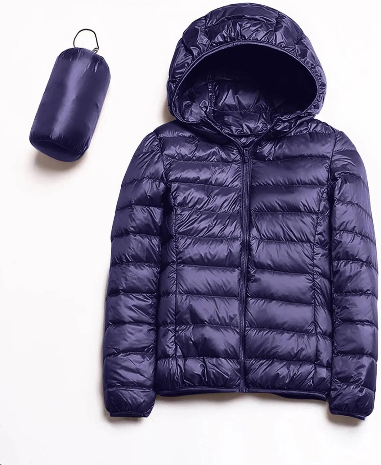 Packable Puffer Jacket Women Lightweight Short Down Jackets Winter Trendy Slim Fit Hooded Bubble Coat Light Puffer Jackets