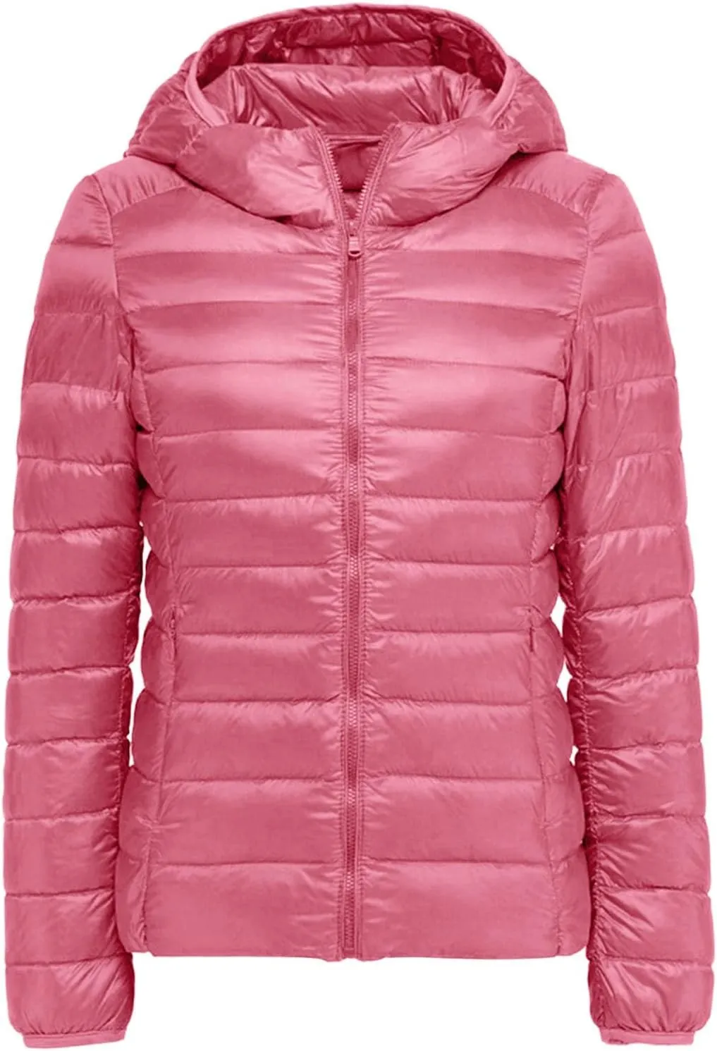 Packable Puffer Jacket Women Lightweight Short Down Jackets Winter Trendy Slim Fit Hooded Bubble Coat Light Puffer Jackets