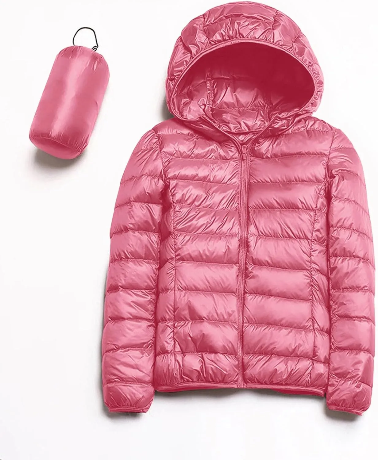 Packable Puffer Jacket Women Lightweight Short Down Jackets Winter Trendy Slim Fit Hooded Bubble Coat Light Puffer Jackets