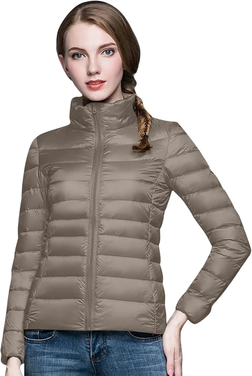 Puffer Jackets for Women Winter Warm Packable Down Jacket Ultra Light Slim Fit Hooded Jacket Short Duck Down Coat