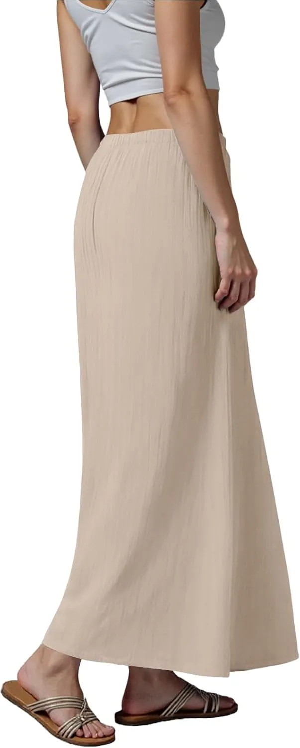 Rvidbe Spring Skirts for Women 2025 Summer Comfy Drawstring Sexy Low Waist Cotton Linen Skirts Vacation Boho Flowy Skirts
