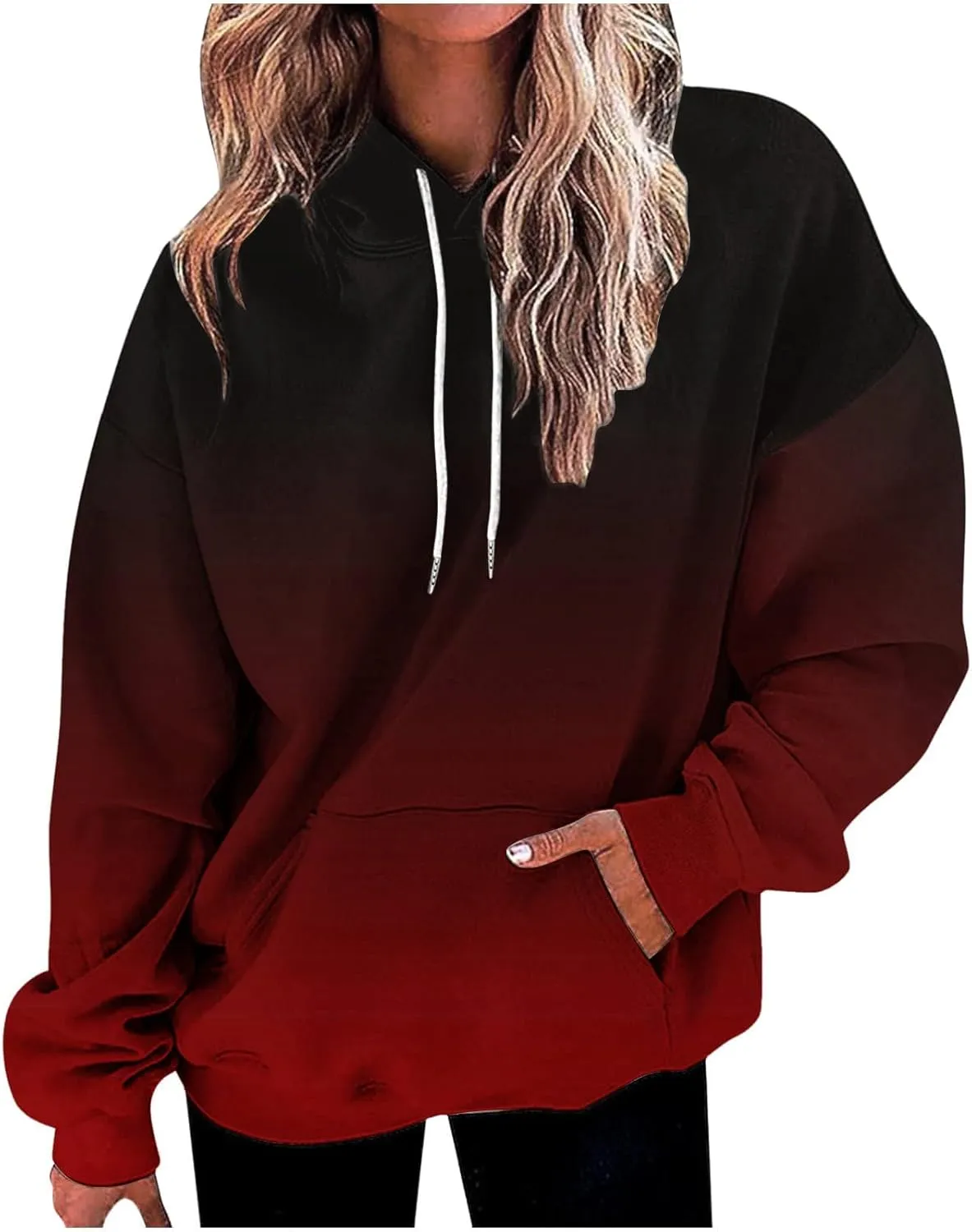 SHAOBGE Cyber Of Monday 2023 Sweatshirt Long Sleeve Kangaroo Pocket Tops For Teens Girls Trendy Lady Tunic Top Blouse Comfy Pullover Women Fleece Hoodies For Teen Girls