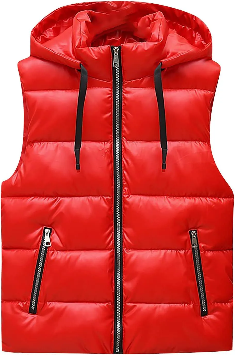 SHOPESSA Puffer Vest Women with Hood Bubble Down Jacket Zip up Sleeveless Puffer Coat Winter Outerwear for Women 2023