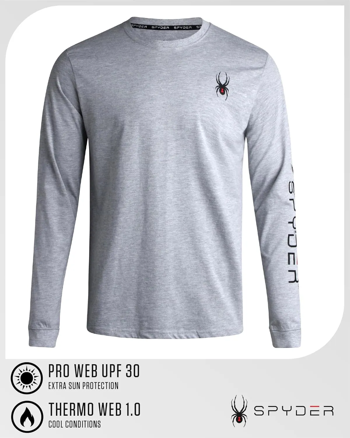 Spyder Men's Long Sleeve Tee Shirts - Mountain Top Printed Crewneck Graphic Tee - Casual Long Sleeve Shirts for Men (S-XXL)