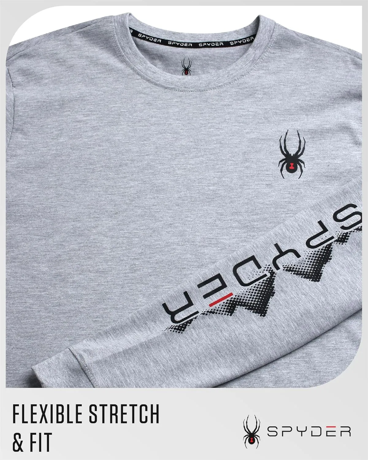 Spyder Men's Long Sleeve Tee Shirts - Mountain Top Printed Crewneck Graphic Tee - Casual Long Sleeve Shirts for Men (S-XXL)
