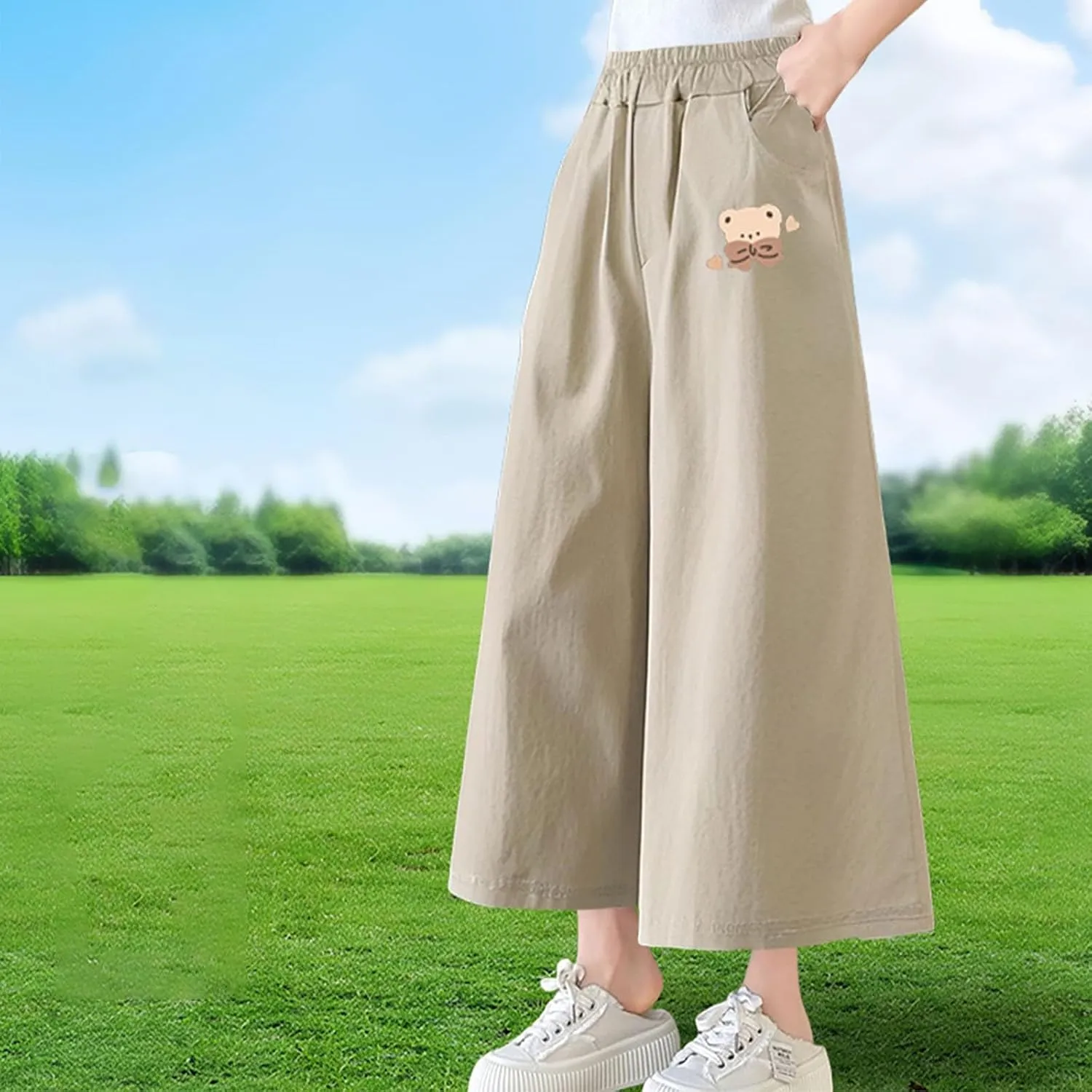 Thin Quick Dry Flared Wide Leg Skirt for Kids Girl Boy Midi Loose Fit Skirt Trousers Pants Child 2025