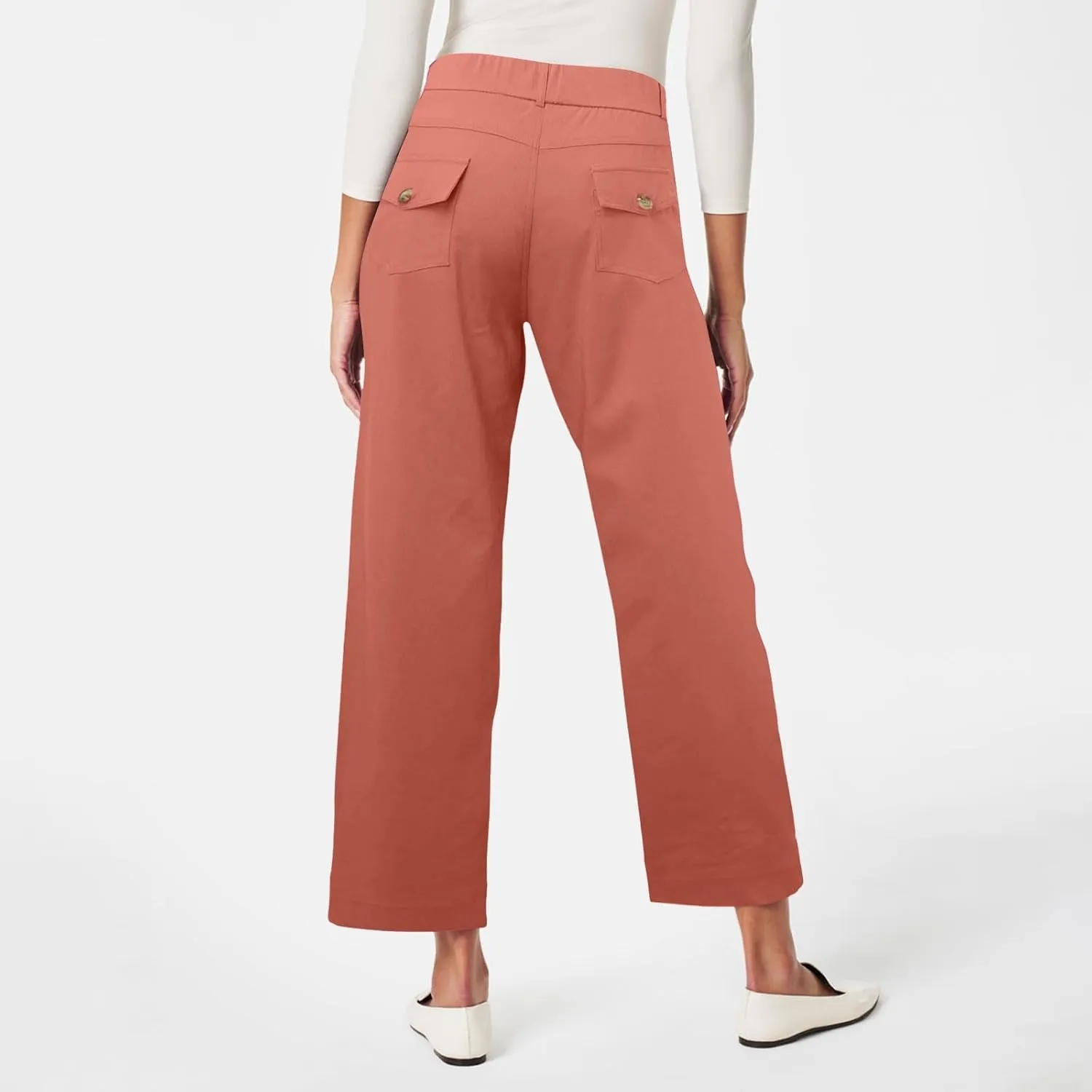 Trousers for Women Elastic Waist Plus Size Straight Wide Leg Pants High Waist Loose Fit Casual Elegant Palazzo Trousers