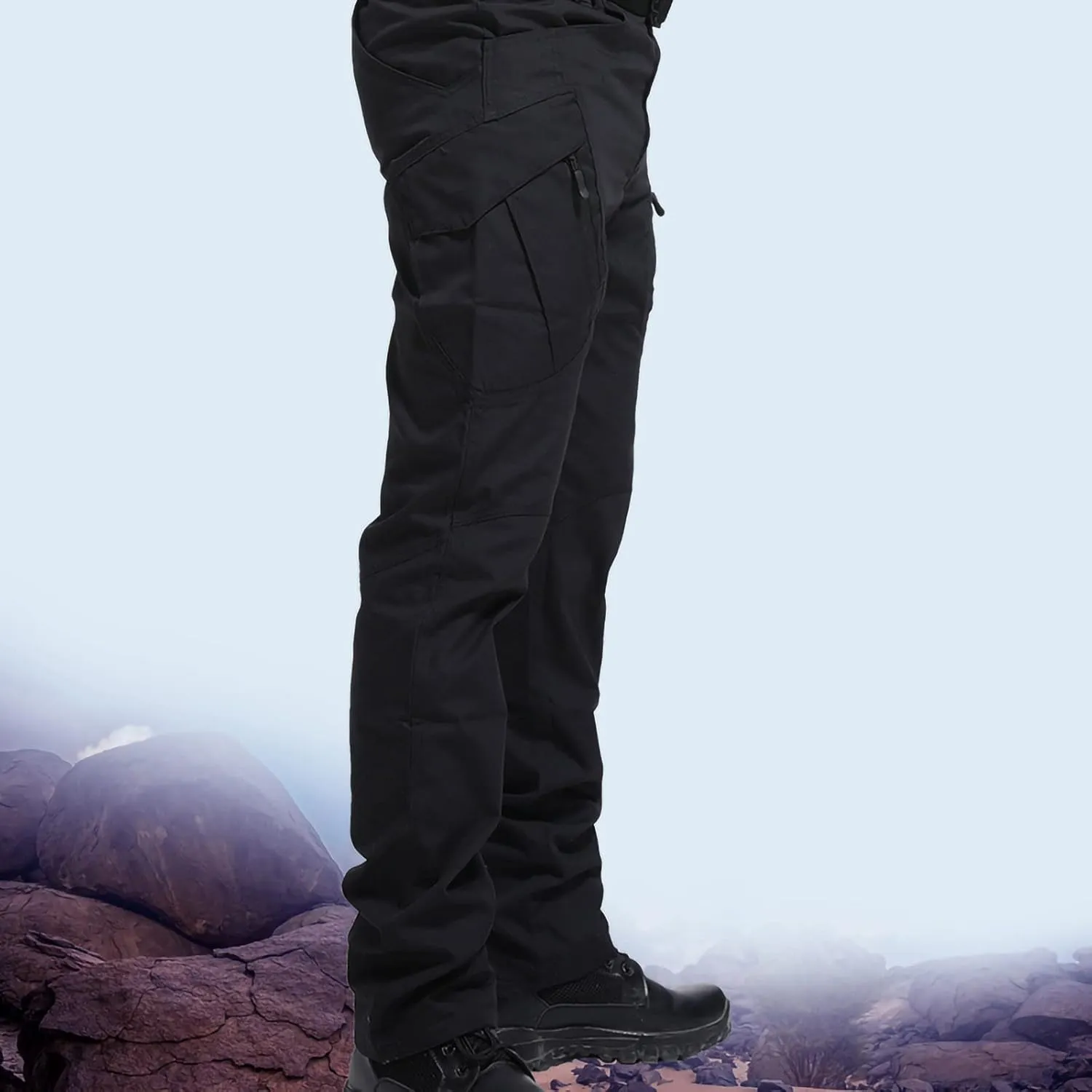 Uillui Tactical Waterproof Pants for Men Flex Stretch Work Pants Relaxed Fit Ripstop Cargo Pants for Outdoor Combat Hiking