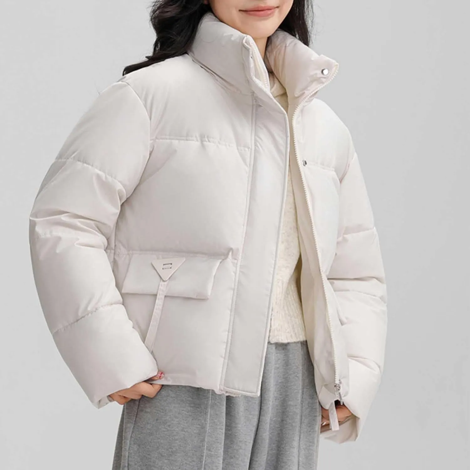 Winter Jackets for Women 2024 Fashion Cropped Puffer Jacket Thicken Warm down Coat Zip up Stand Collar Quilted Outwear