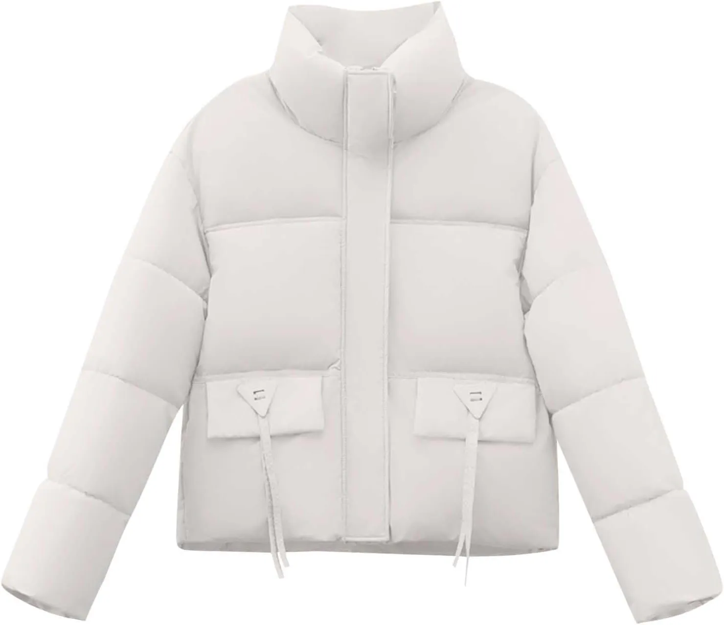 Winter Jackets for Women 2024 Fashion Cropped Puffer Jacket Thicken Warm down Coat Zip up Stand Collar Quilted Outwear