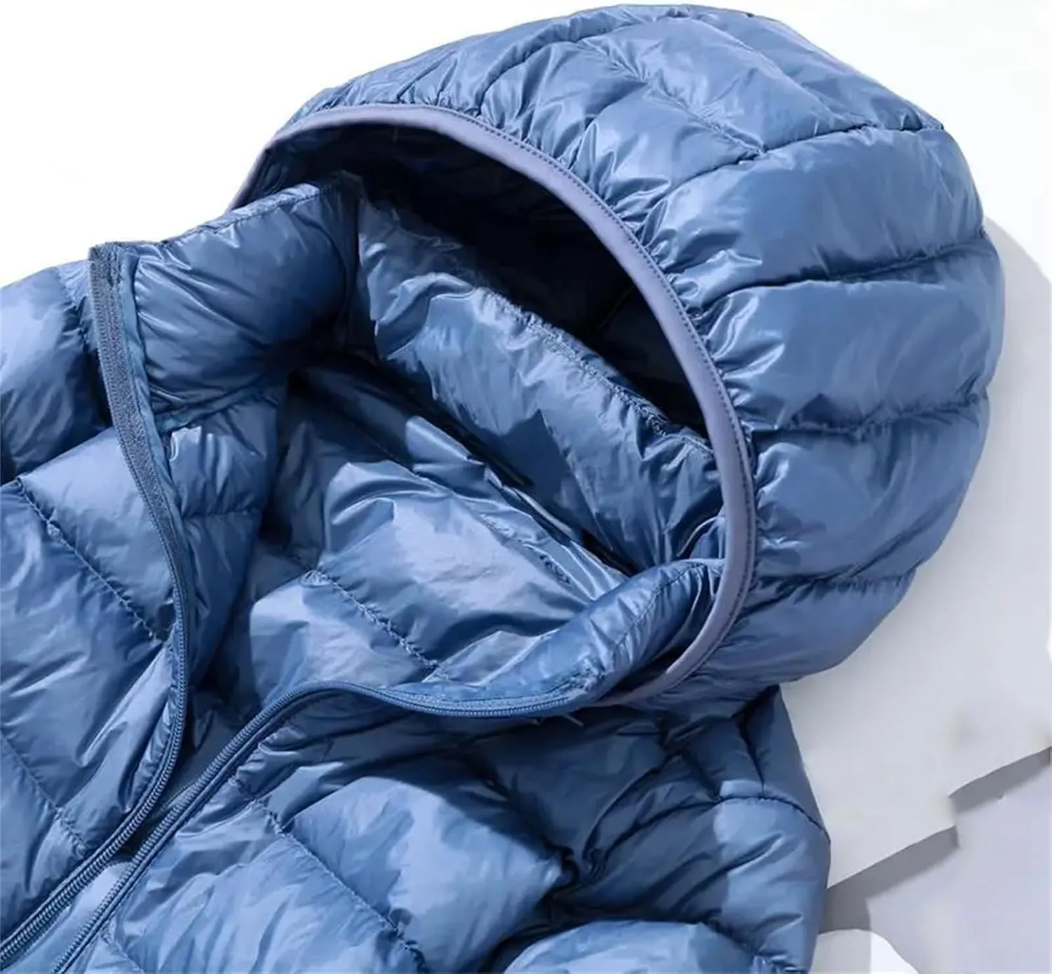 Women Hood Puffer Jackets Ultra Light Hooded Down Coats Fashion Long Feather Parkas