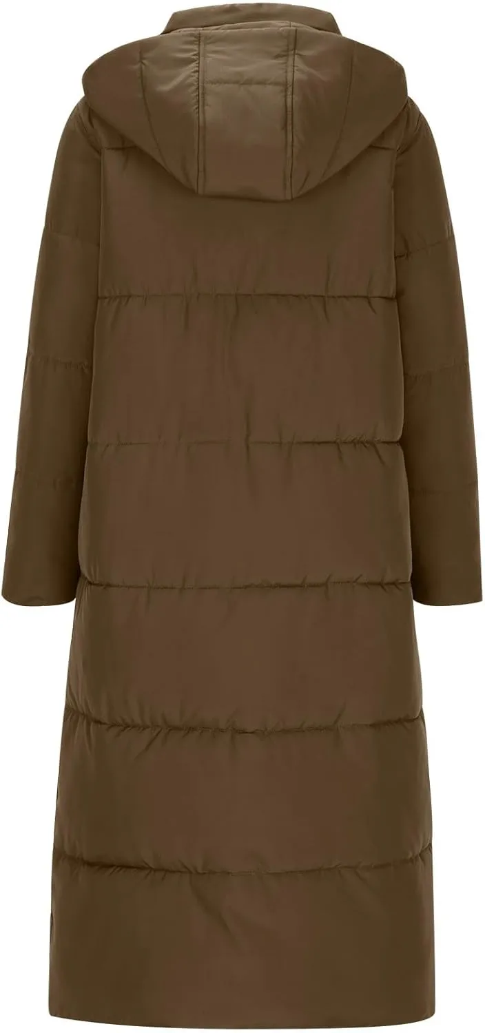 Womens Down Jacket with Hood Plus Size Thickened Winter Quilted Long Down Coats for Women Hooded Puffer Jacket