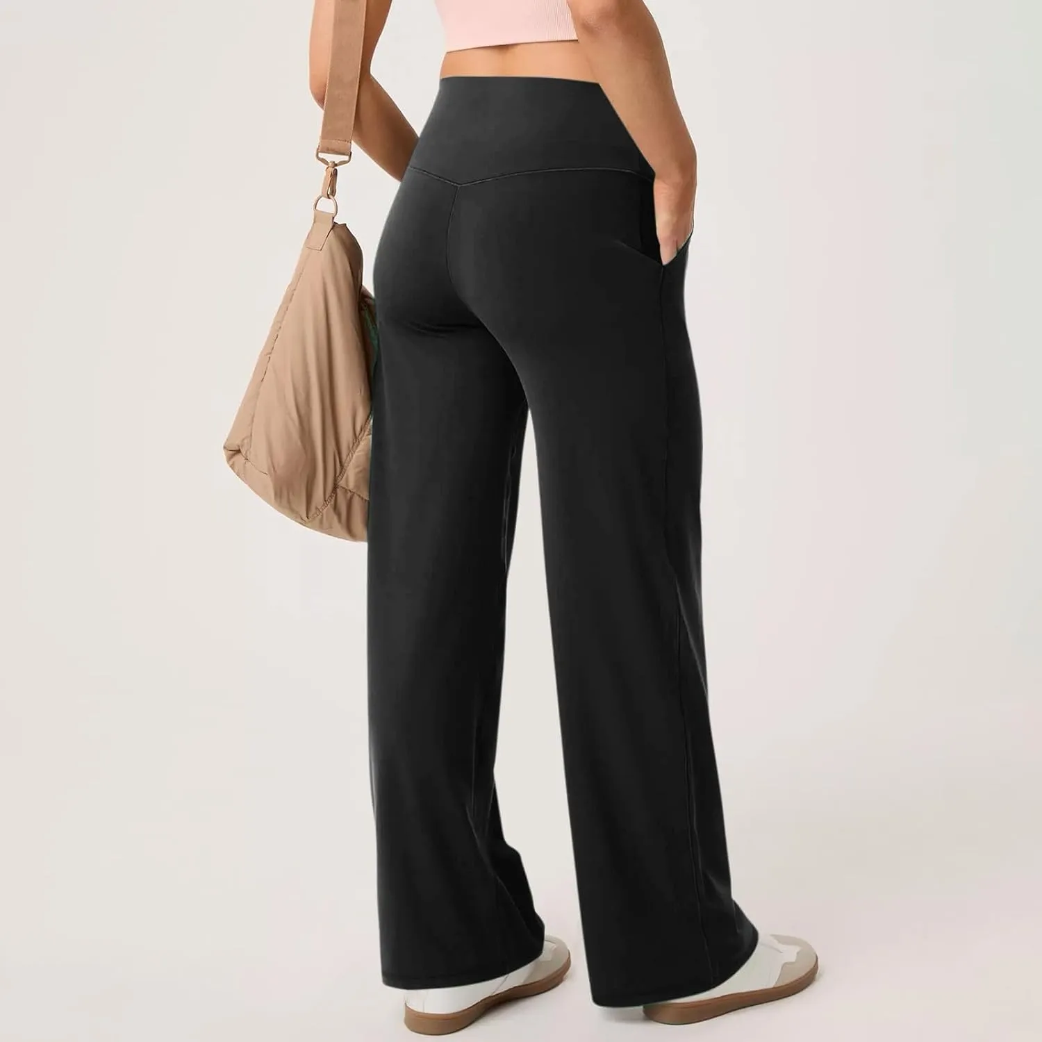 Womens High Waist Yoga Pants Wide Leg Lightweight Buttery Soft Sports Joggers Trousers Pocket Casual Dressy Slacks