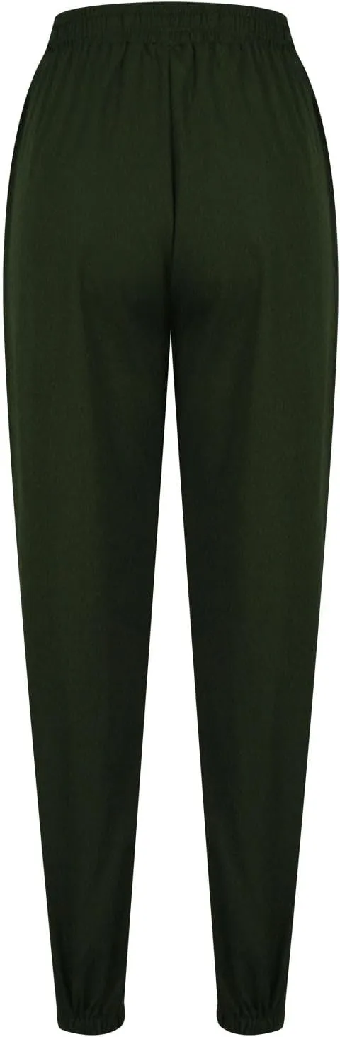 Women's Linen Casual Pants Drawstring Elastic Waist Straight Leg Loose Cinch Bottom Trousers Sweatpants with Pockets
