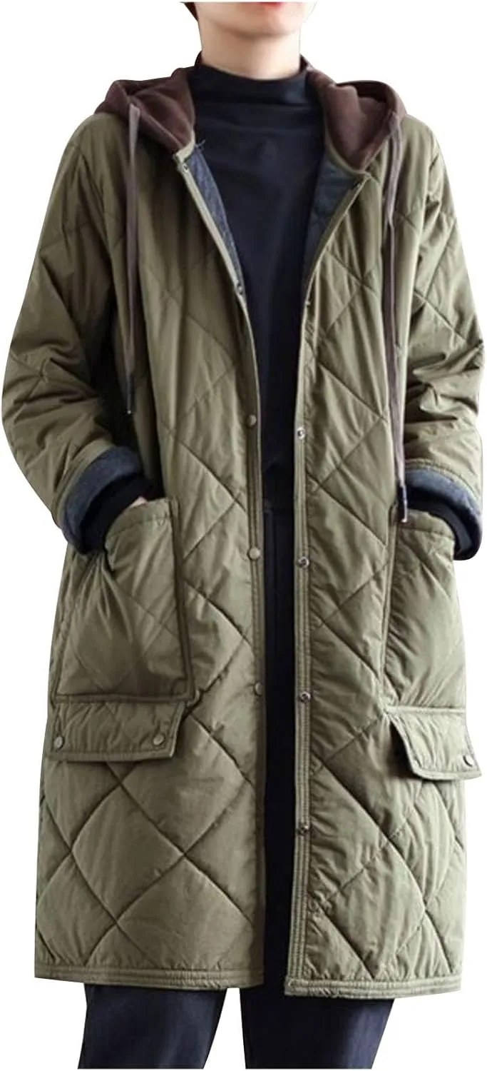Women's Long Winter Puffer Coat Waterproof Warm Maxi Down Jacket with Pockets Hood Parka Overcoat 2024