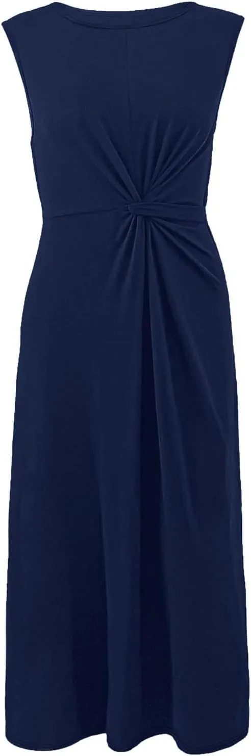 Womens Solid Round Neck Long Sleeved Patchwork Long Skirt Is Fashionable and Comfortable Casual Fall Dress