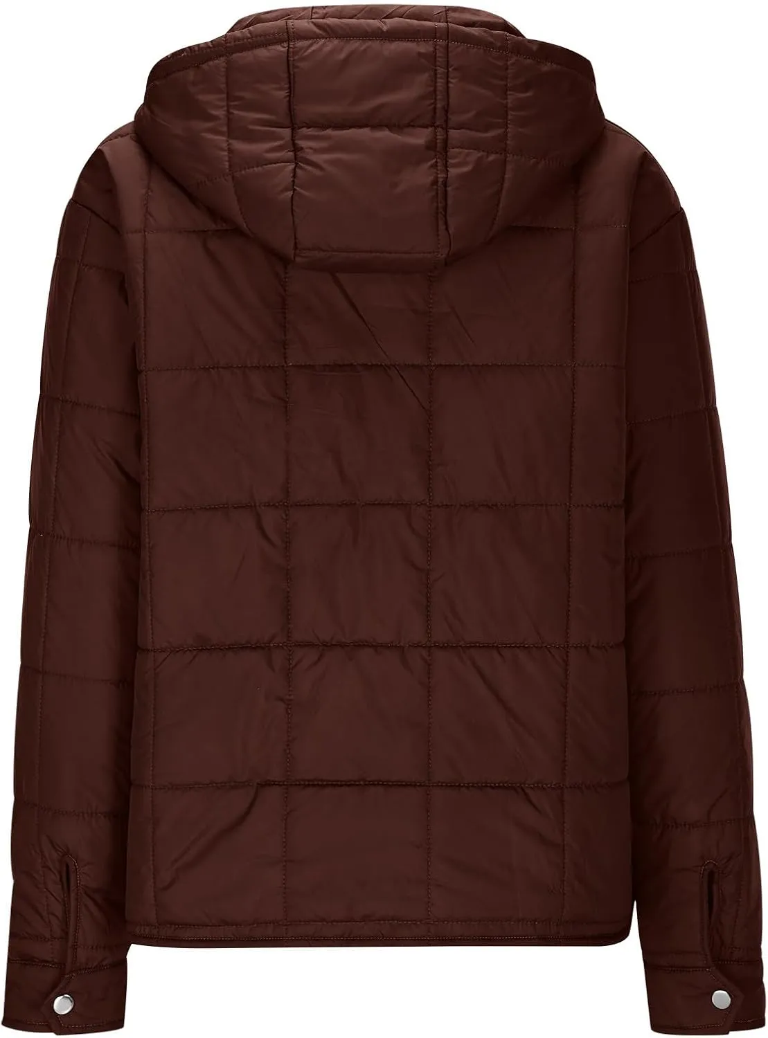 Womens Winter Coat Quilted Puffer Fleece Sherpa Zip Up Jackets Oversize Long Sleeve Warm Outwear with Pockets