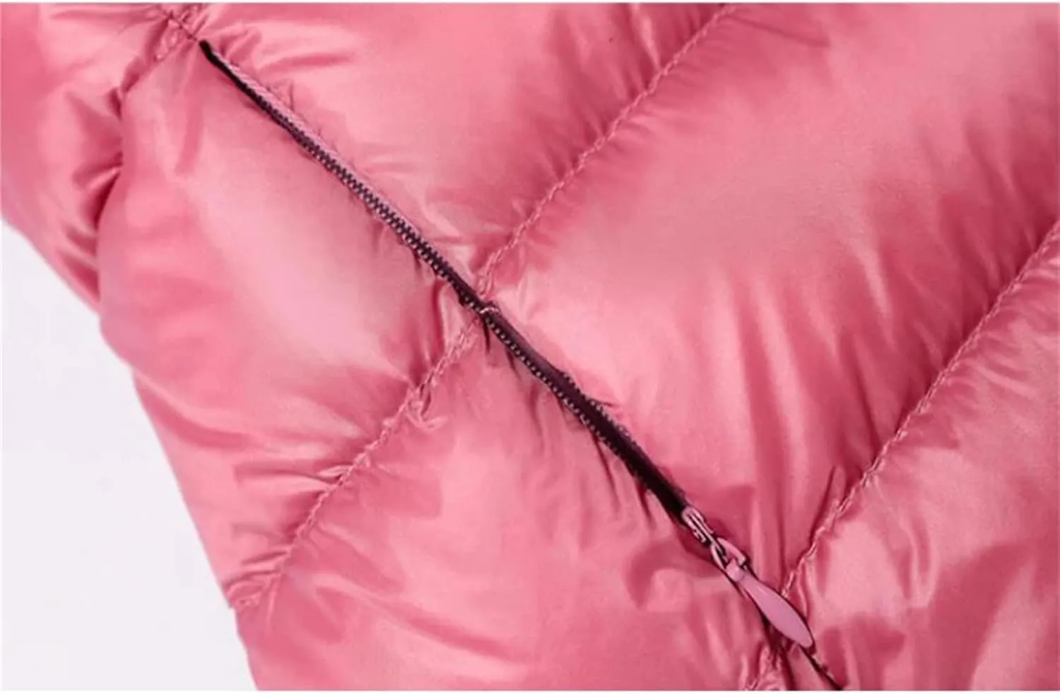 Womens Winter Down Jackets Long Light Thin Casual Puffer Coat Slim Hooded Parka