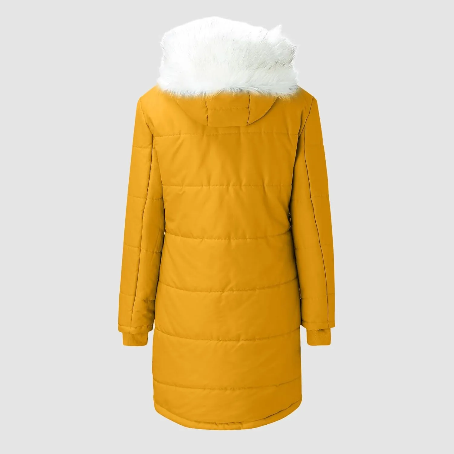 Womens Winter Solid Zip Up Puffer Coat Long Sleeve with Hood Down Coat Warm Thick Oversized Outwear Daily Outdoor Suits