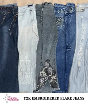 Y2k Embroidered Flared / Bell Bottom Jeans